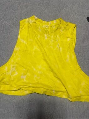 lululemon Yellow Tie-Dye Crop Muscle Tank